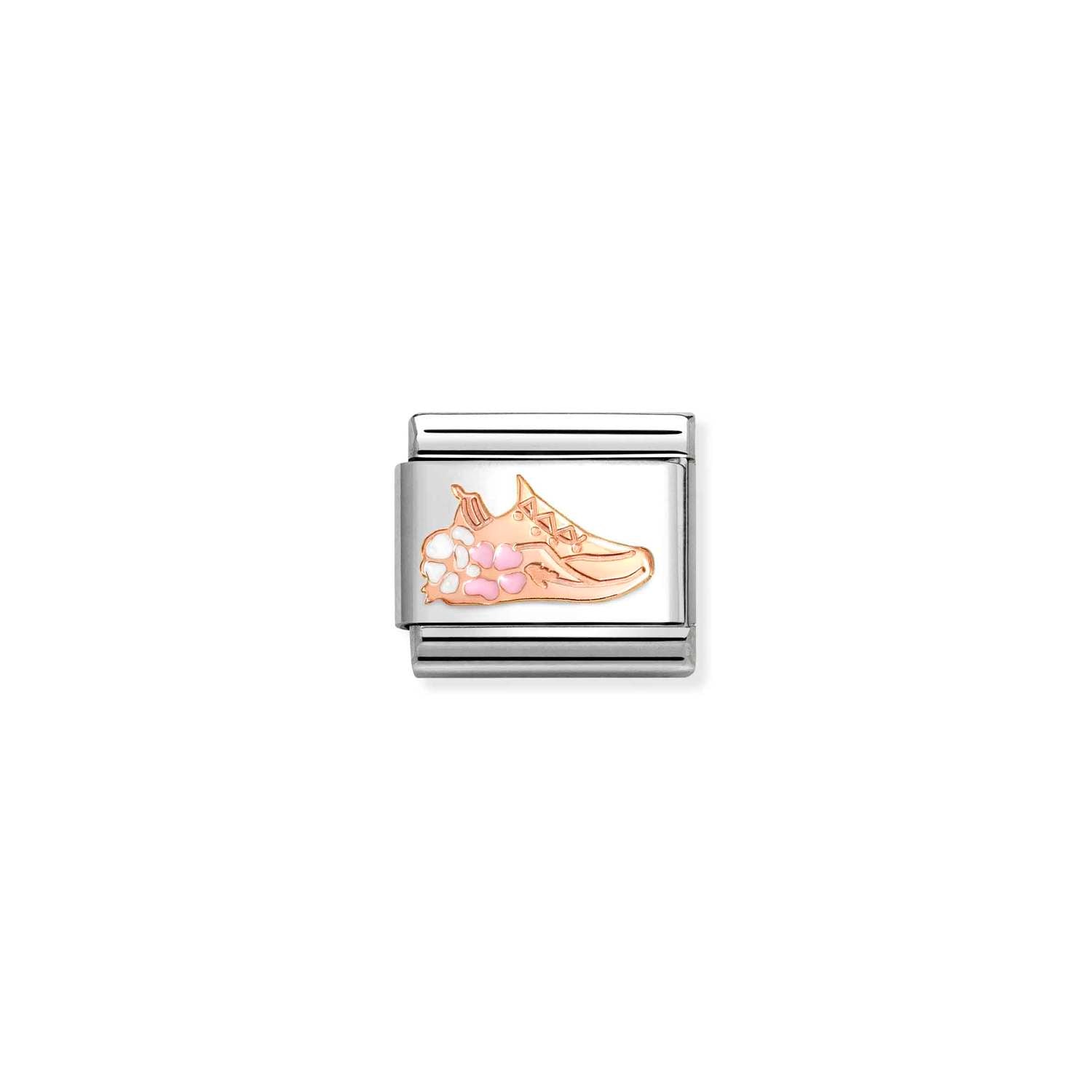 Composable® Link, Charm, Sports Shoe in hypoallergenic stainless steel, rose gold 9kt and enamel | Nomination Italy