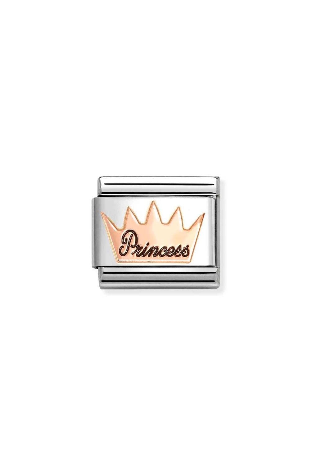 Composable® Link, Charm, Princess Crown in hypoallergenic stainless steel, rose gold 9kt and enamel | Nomination Italy
