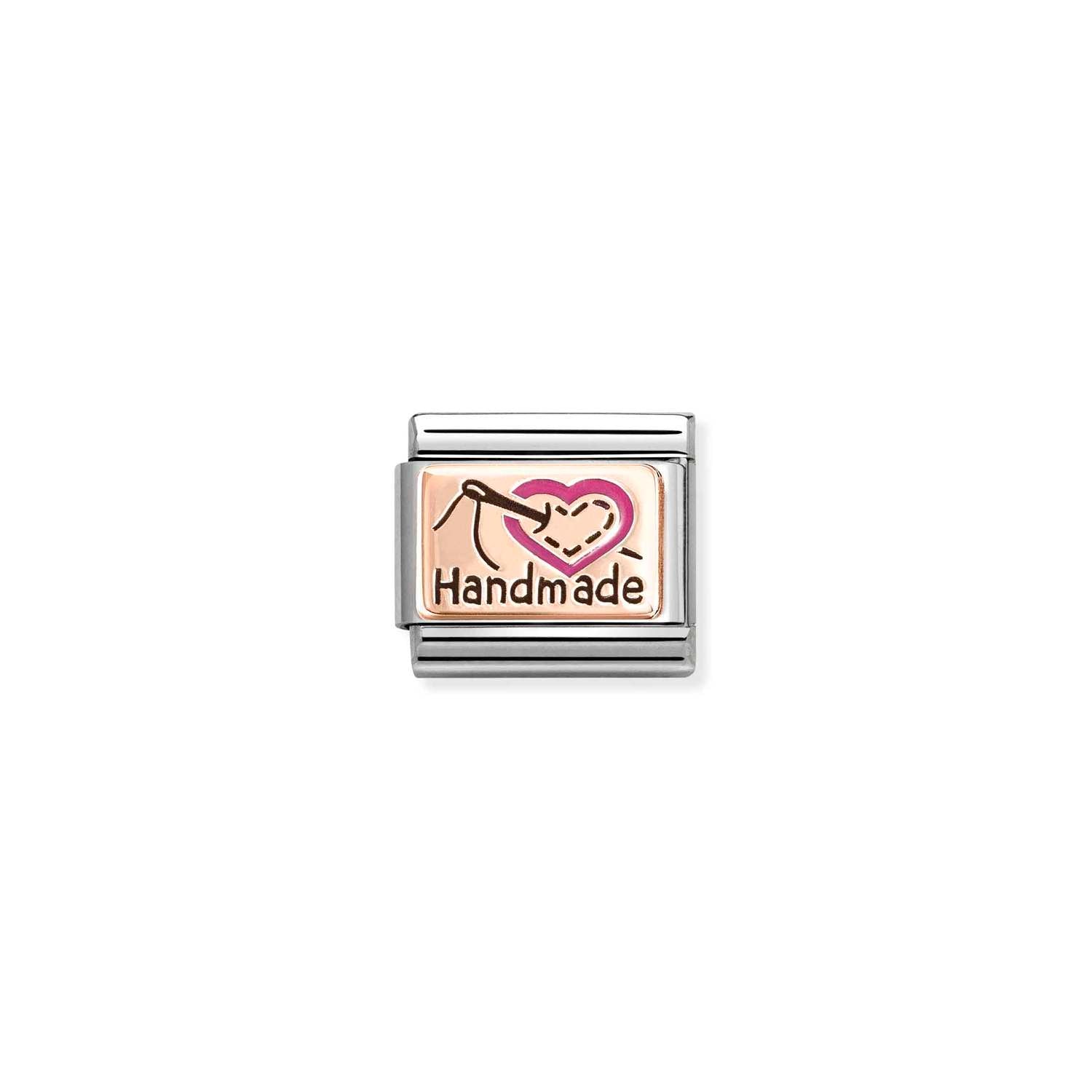 Composable® Link, Charm, Handmade Heart in hypoallergenic stainless steel, rose gold 9kt and enamel | Nomination Italy