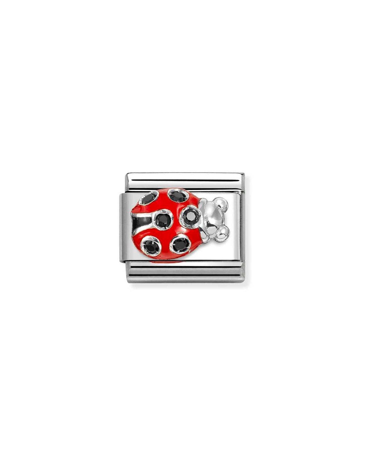Composable® Link, Charm, Ladybug Red, Black Cubic Zirconia in hypoallergenic stainless steel, sterling silver .925 and cubic zirconia | Nomination Italy