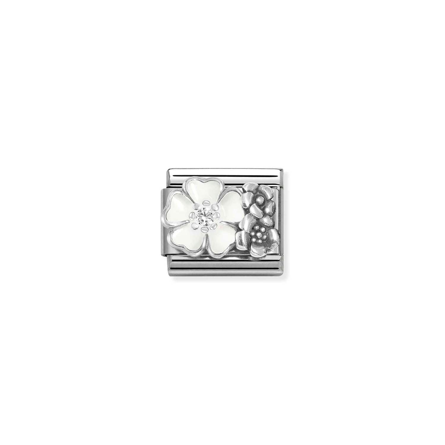 Composable® Link, Charm, Flowers with Cubic Zirconia in hypoallergenic stainless steel, sterling silver .925 and cubic zirconia | Nomination Italy