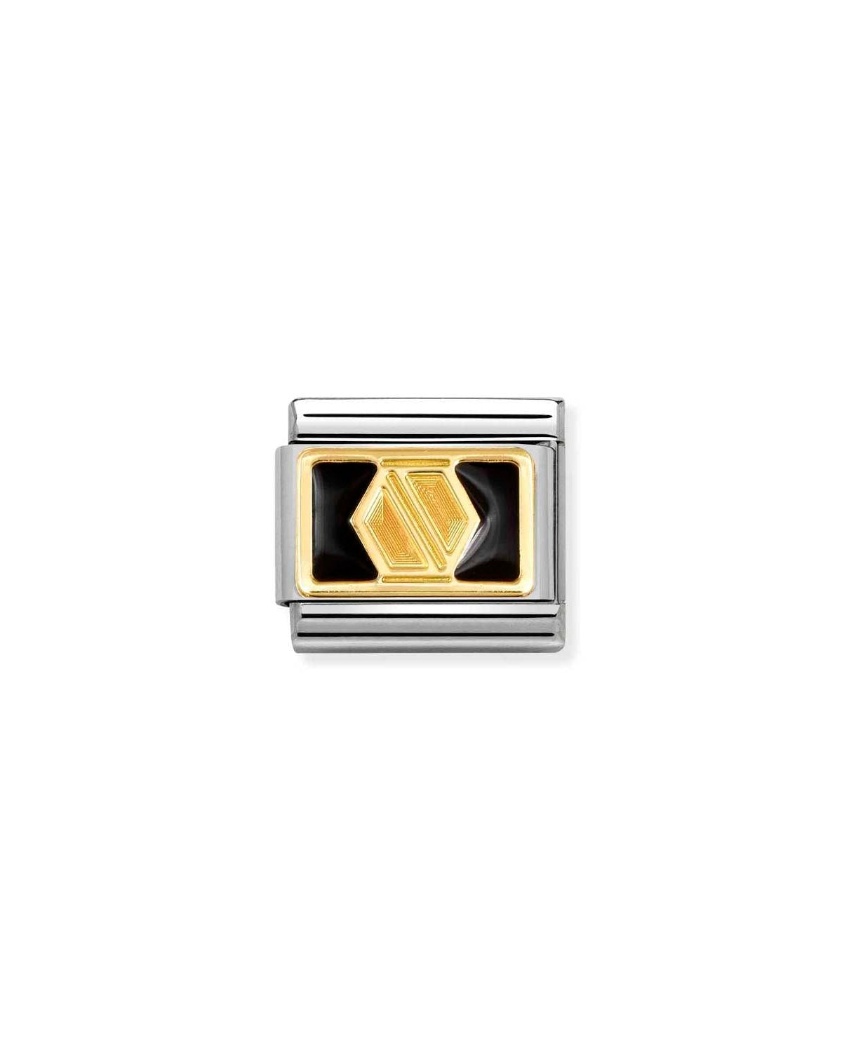 Composable® Link, Charm, Screw On Black in hypoallergenic stainless steel, gold 18 kt and enamel | Nomination Italy
