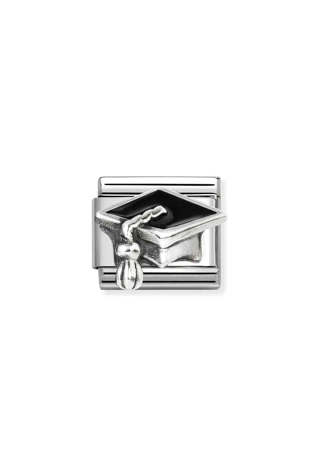 Composable® Link, Charm, Graduation Hat in hypoallergenic stainless steel, sterling silver .925 and enamel | Nomination Italy