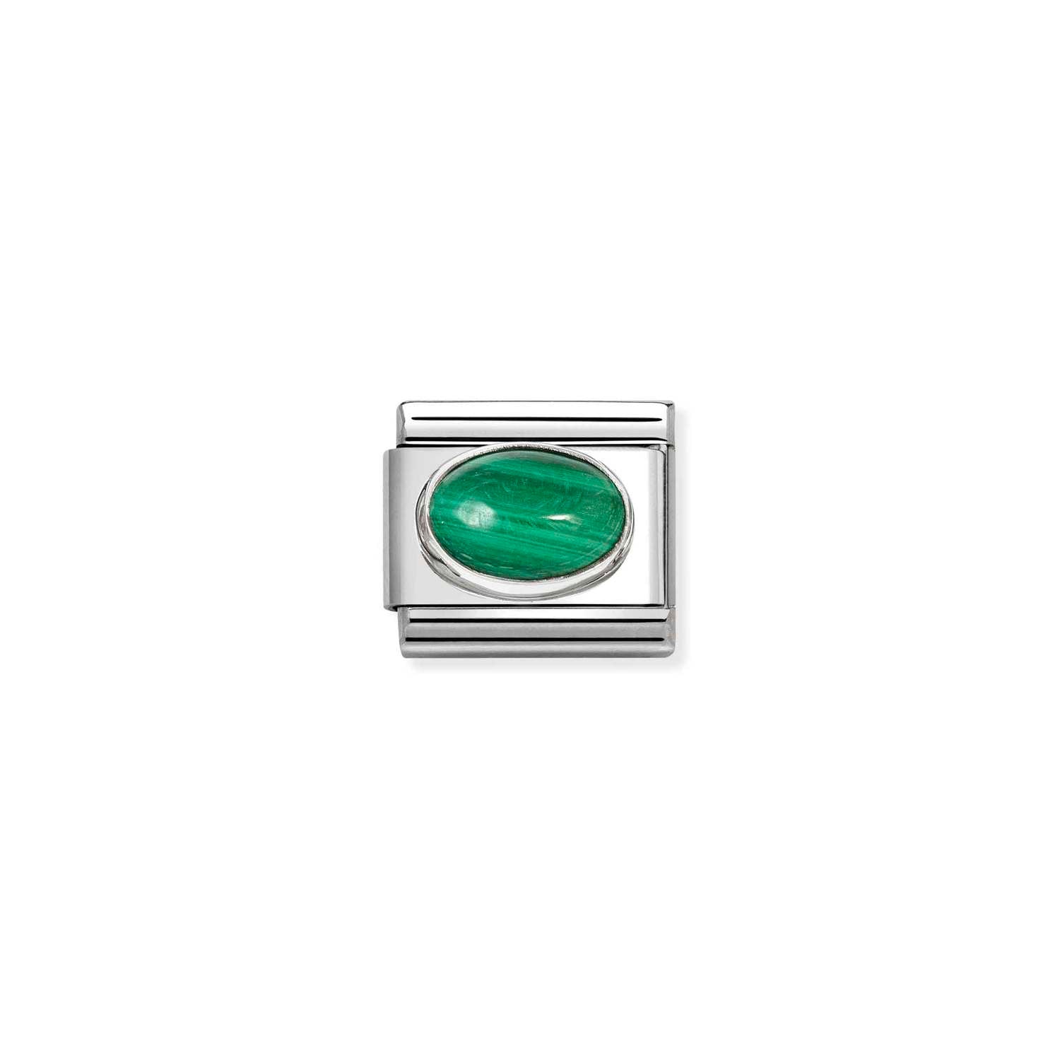 Composable® Link, Charm, Malachite Stone in hypoallergenic stainless steel, sterling silver .925 and natural stones | Nomination Italy