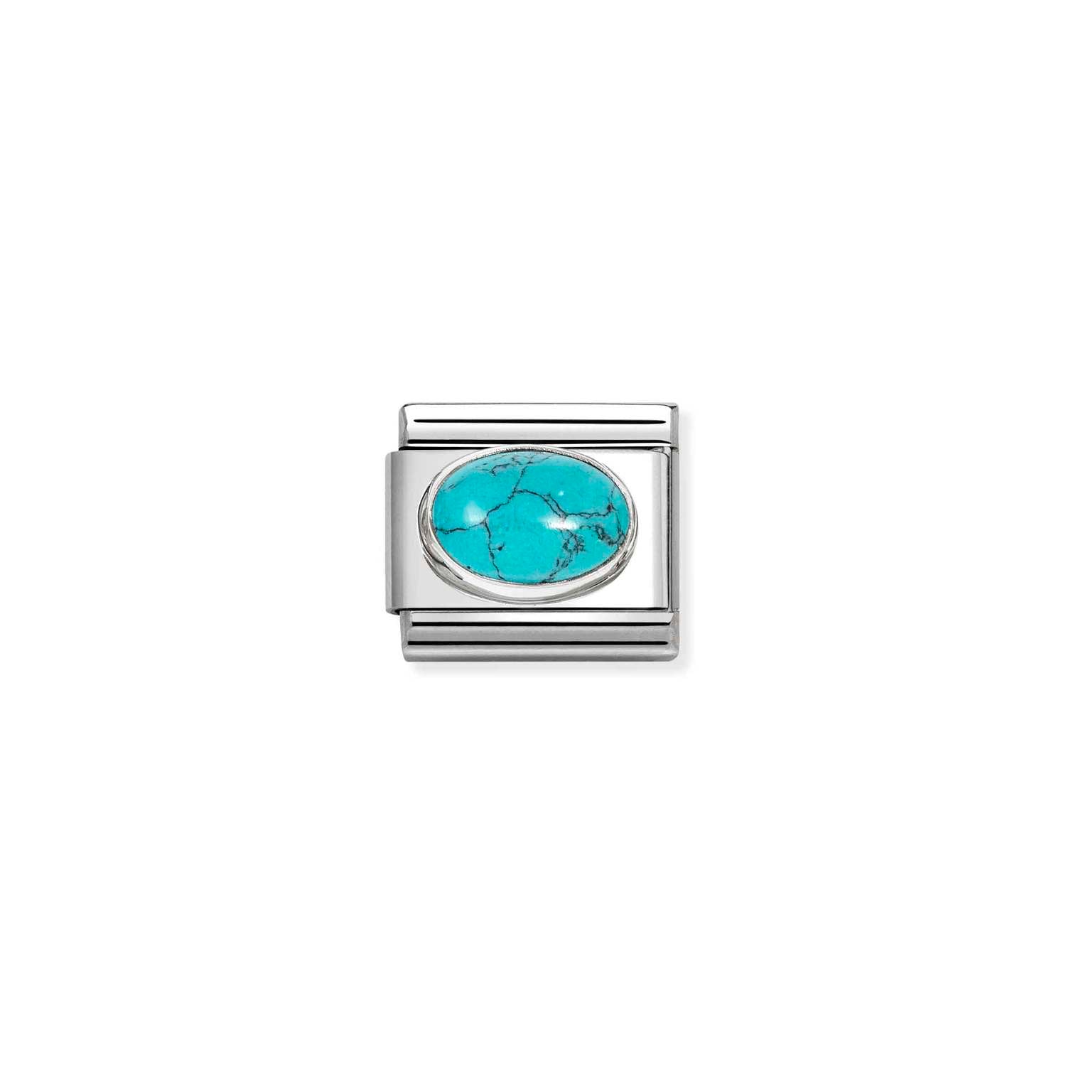 Composable® Link, Charm, Veined Turquoise Stone in hypoallergenic stainless steel, sterling silver .925 and natural stones | Nomination Italy