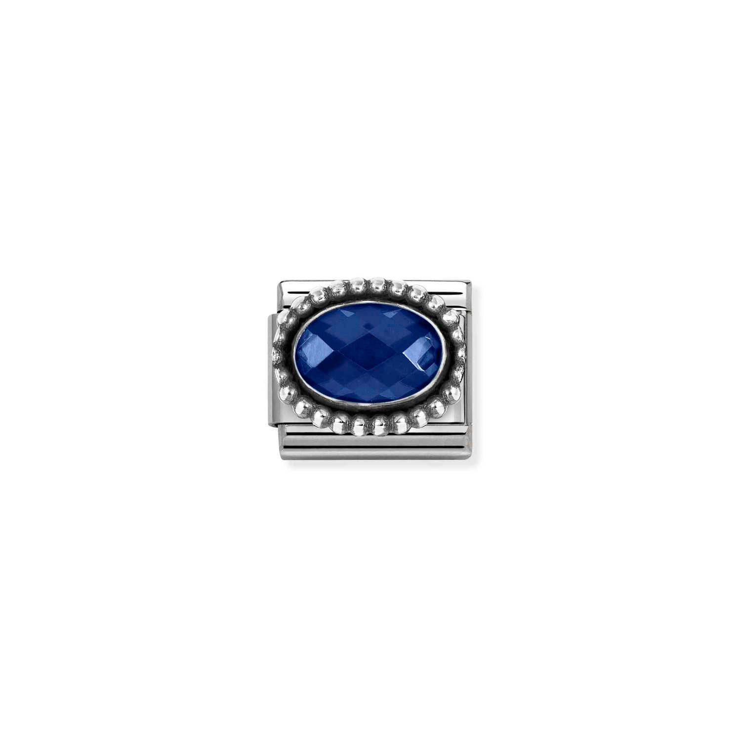 Composable® Link, Charm, Dark Blue Cubic Zirconia, Vintage Effect in hypoallergenic stainless steel, sterling silver .925 and cubic zirconia | Nomination Italy
