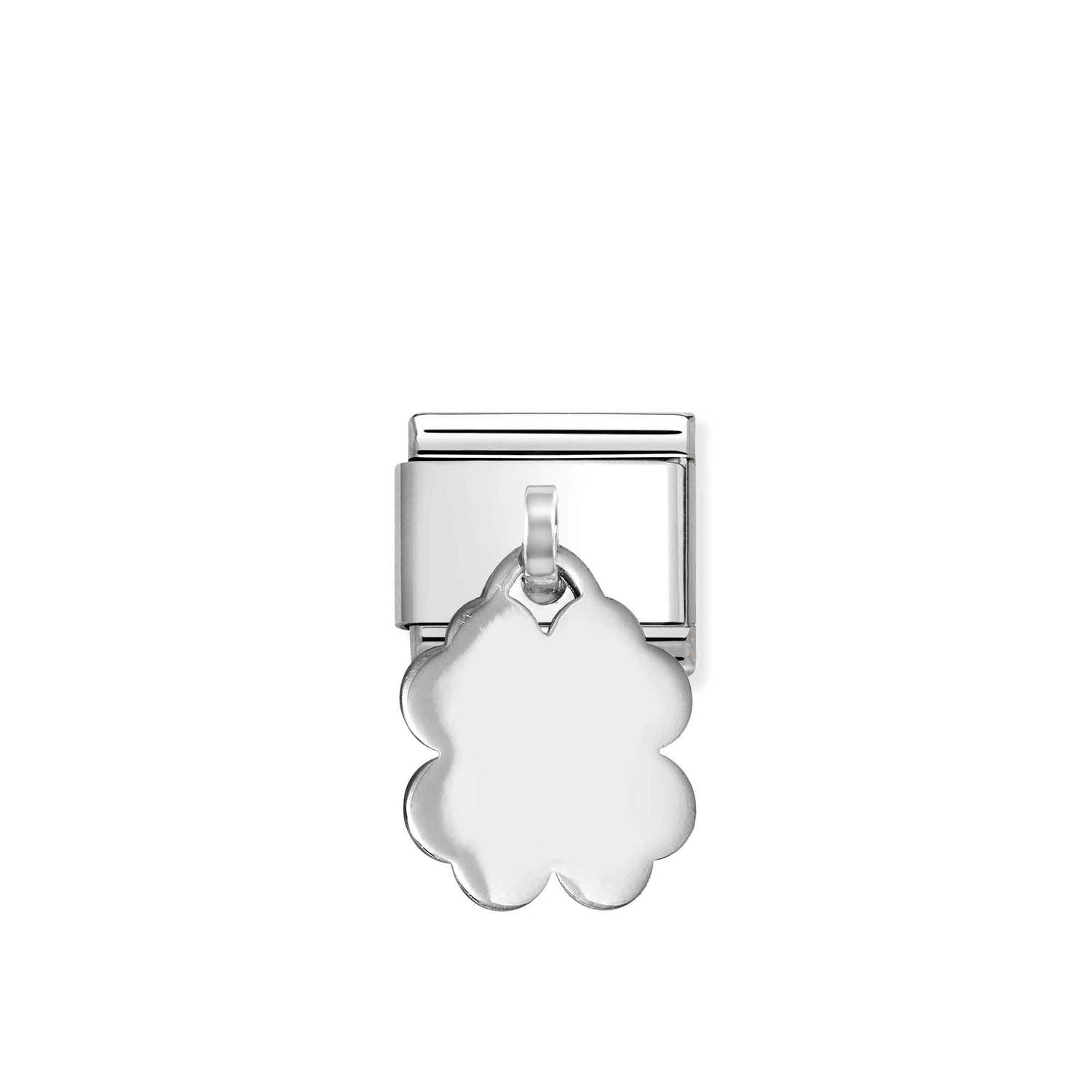 Composable® Link, Charm, Four-leaf Clover Engraving Pendant in hypoallergenic stainless steel, sterling silver .925 and cubic zirconia | Nomination Italy