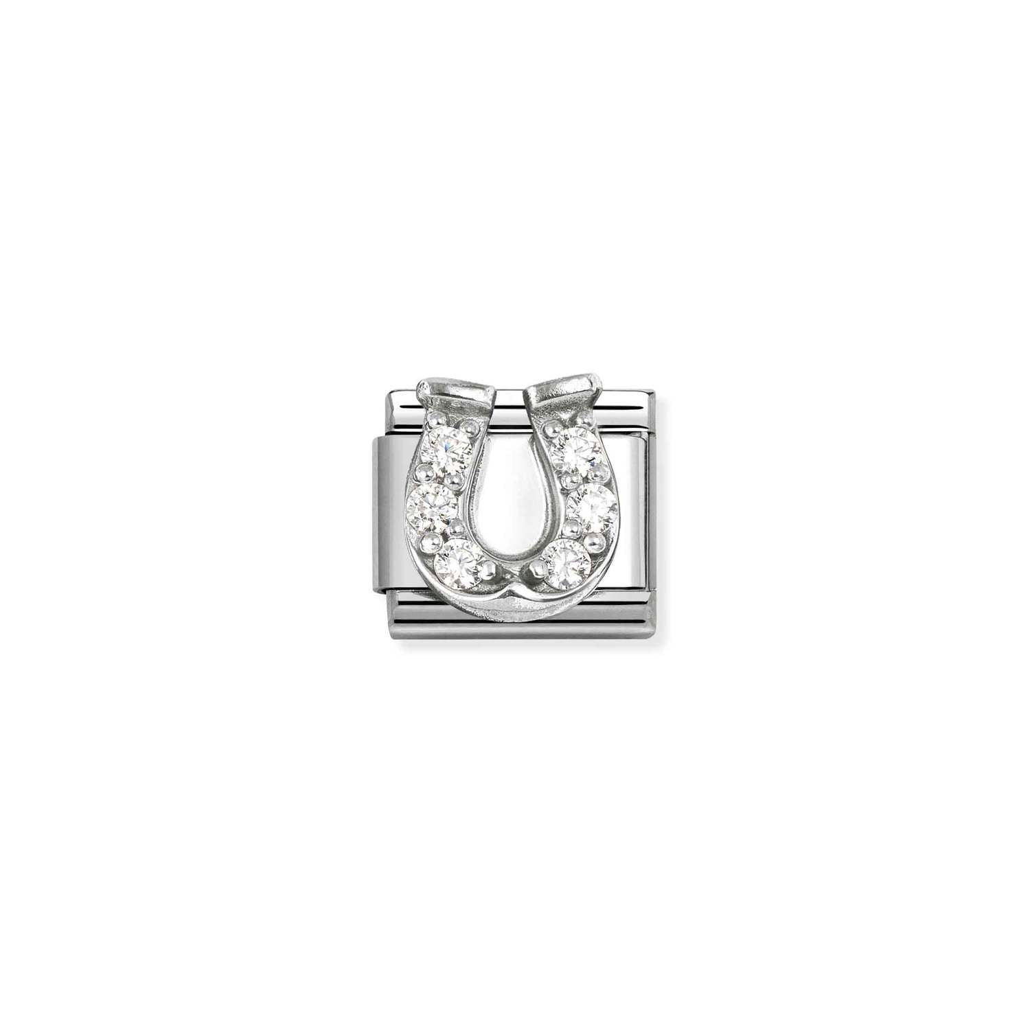Composable® Link, Charm, Horseshoe with Cubic Zirconia in hypoallergenic stainless steel, sterling silver .925 and cubic zirconia | Nomination Italy