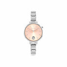 Paris watch with steel band round with zirconia pink gold. Personalized watch with Composable® links. Make it your own.