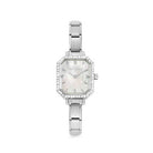 Paris watch with steel strap and rectangular cubic zirconia white mother-of-pearl. Personalized watch with Composable® links. Make it your own.
