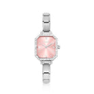 Paris watch with steel strap and rectangular cubic zirconia pink. Personalized watch with Composable® links. Make it your own.