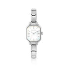Paris watch with new rectangular steel strap in white mother-of-pearl. Personalized watch with Composable® links. Make it your own.