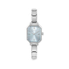 Paris watch with new rectangular steel strap in light blue. Personalized watch with Composable® links. Make it your own.