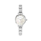 Paris watch with steel strap oval with cubic zirconia white mother-of-pearl. Personalized watch with Composable® links. Make it your own.