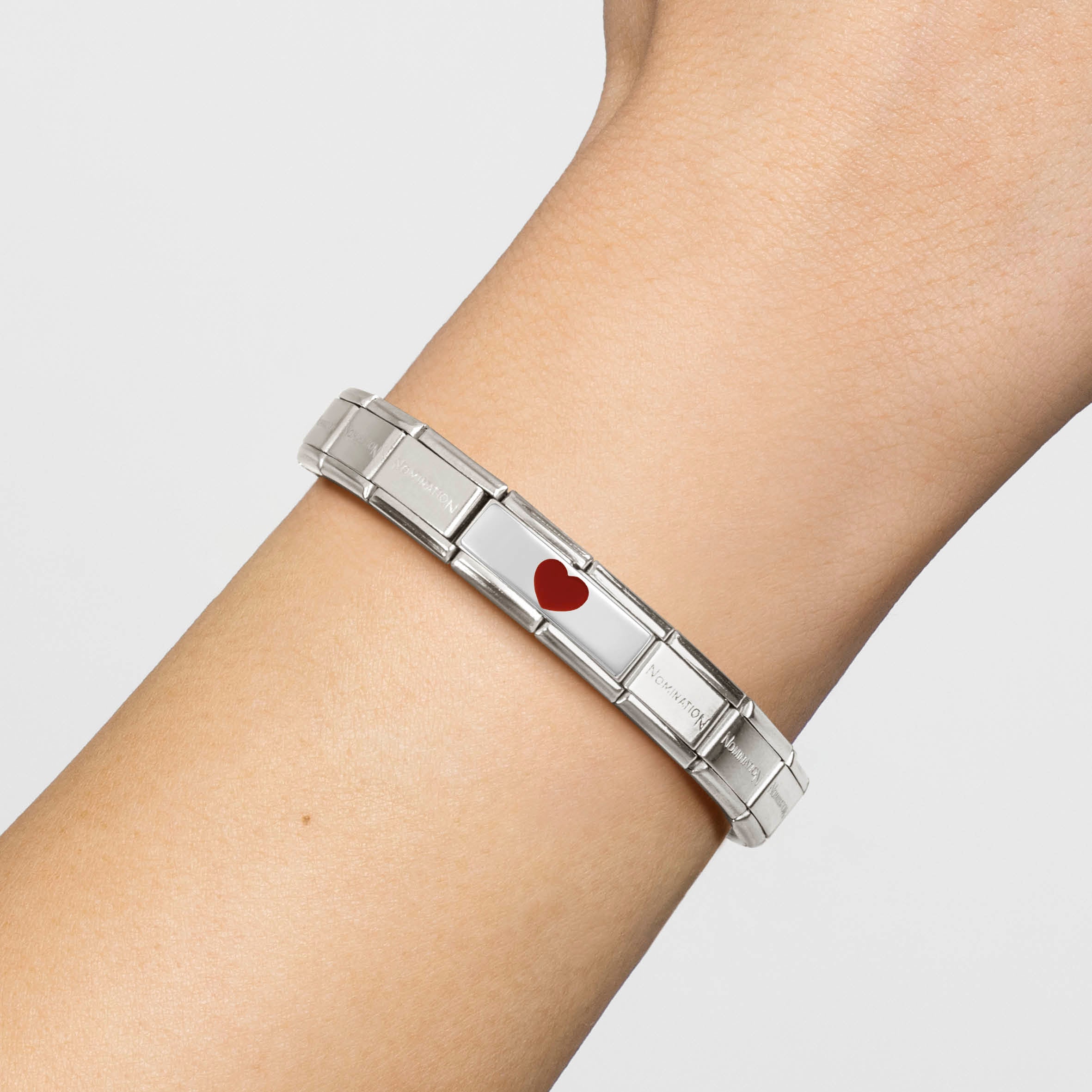 Composable® Double Link, Charm, with Red Heart in hypoallergenic stainless steel, sterling silver .925 and enamel | Nomination Italy