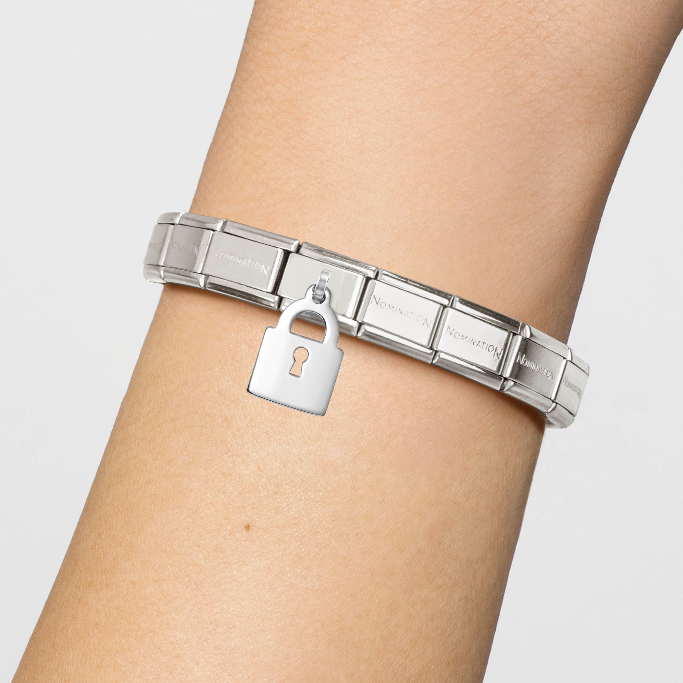 Composable® Link, Charm, Padlock Pendant in hypoallergenic stainless steel and sterling silver .925 | Nomination Italy