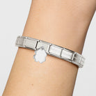 Composable® Link, Charm, Four-leaf Clover Engraving Pendant in hypoallergenic stainless steel, sterling silver .925 and cubic zirconia | Nomination Italy