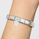 Composable® Link, Charm, Flower Engraving Pendant in hypoallergenic stainless steel, sterling silver .925 and cubic zirconia | Nomination Italy