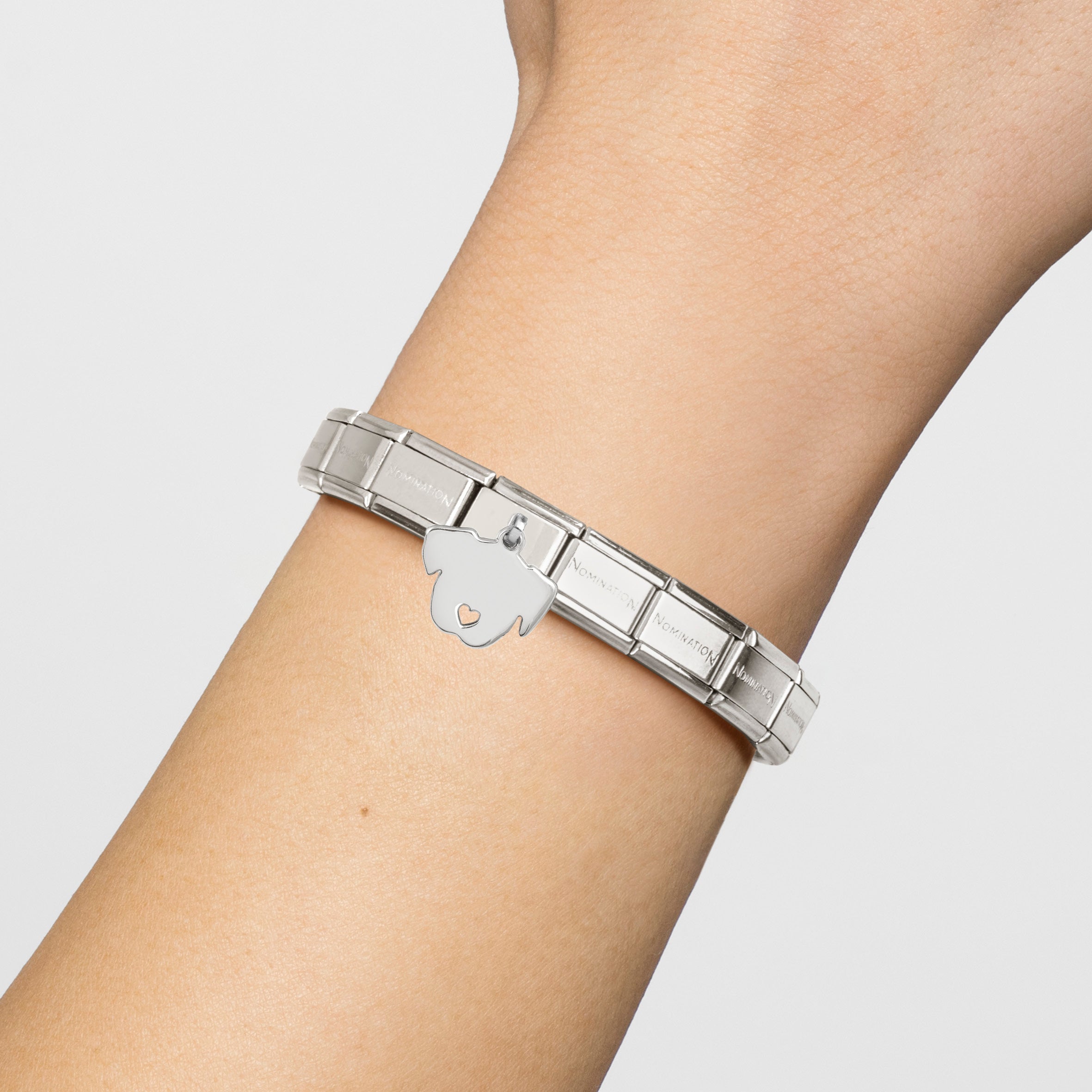 Composable® Link, Charm, Dog Face Pendant in hypoallergenic stainless steel, sterling silver .925 and cubic zirconia | Nomination Italy