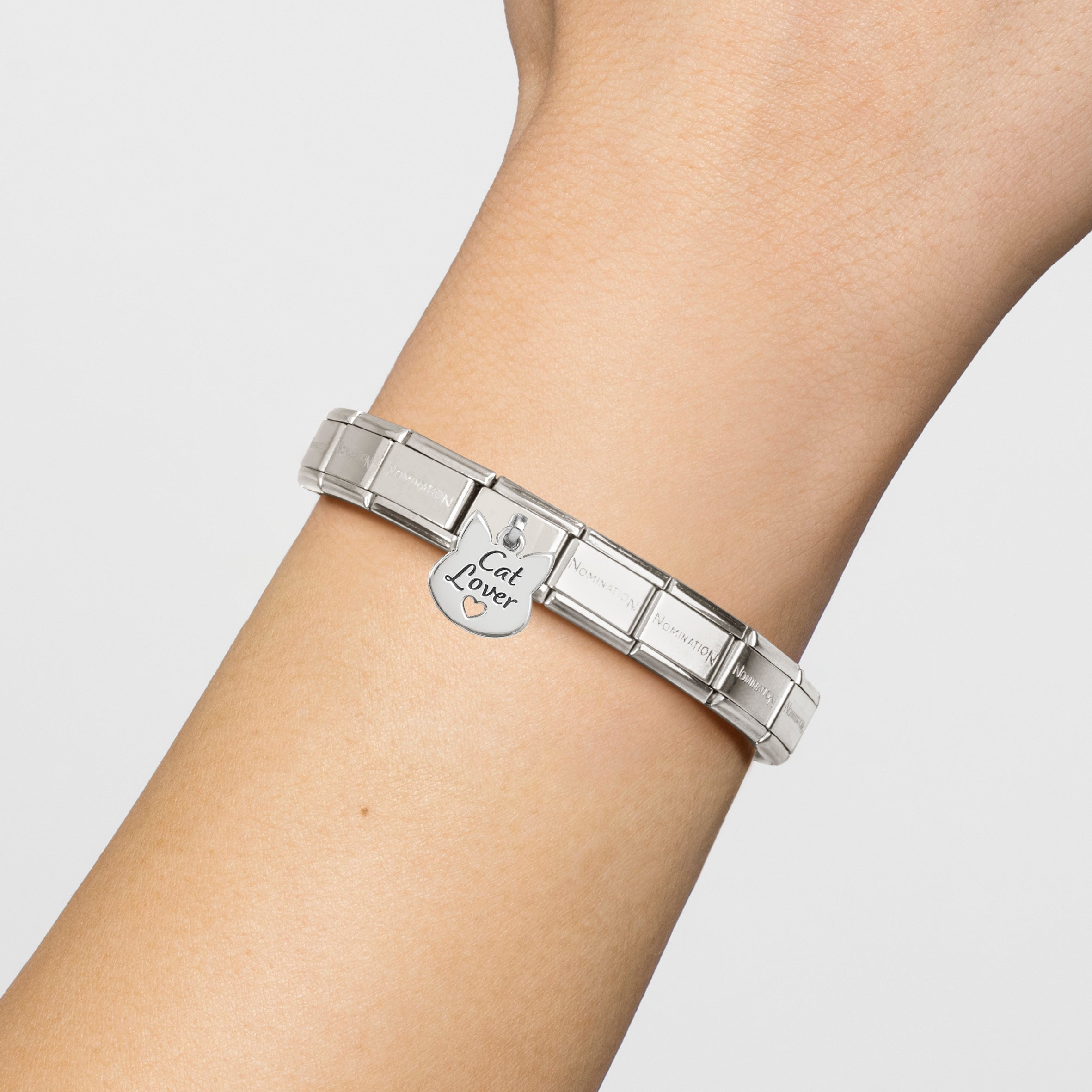 Composable® Link, Charm, Cat Lover Face in hypoallergenic stainless steel and sterling silver .925 | Nomination Italy