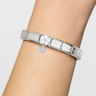 Composable® Link, Charm, White Flower, Heart in hypoallergenic stainless steel, sterling silver .925 and cubic zirconia | Nomination Italy