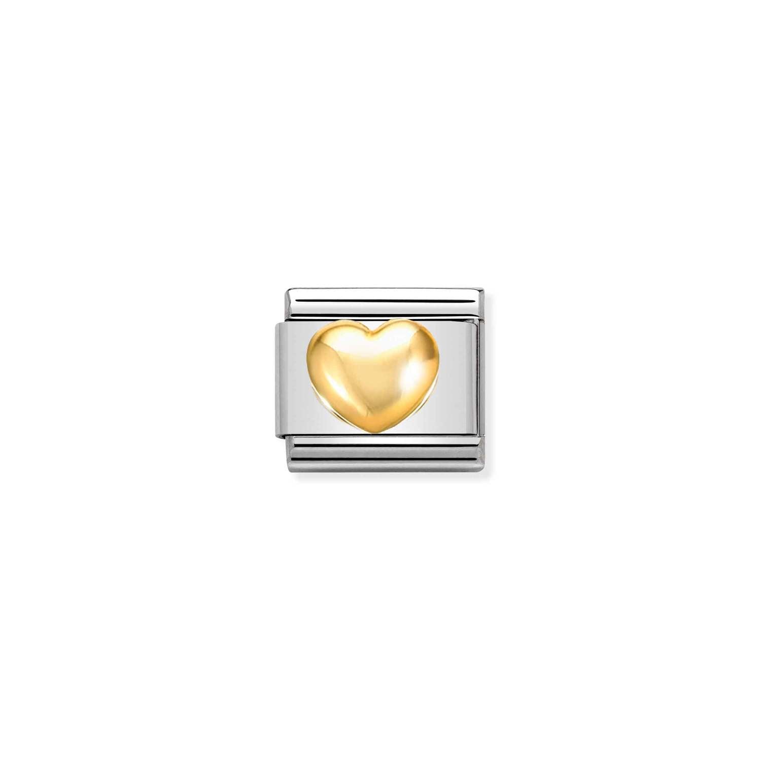 Composable® Link, Charm, Raised Heart in hypoallergenic stainless steel and gold 18 kt | Nomination Italy