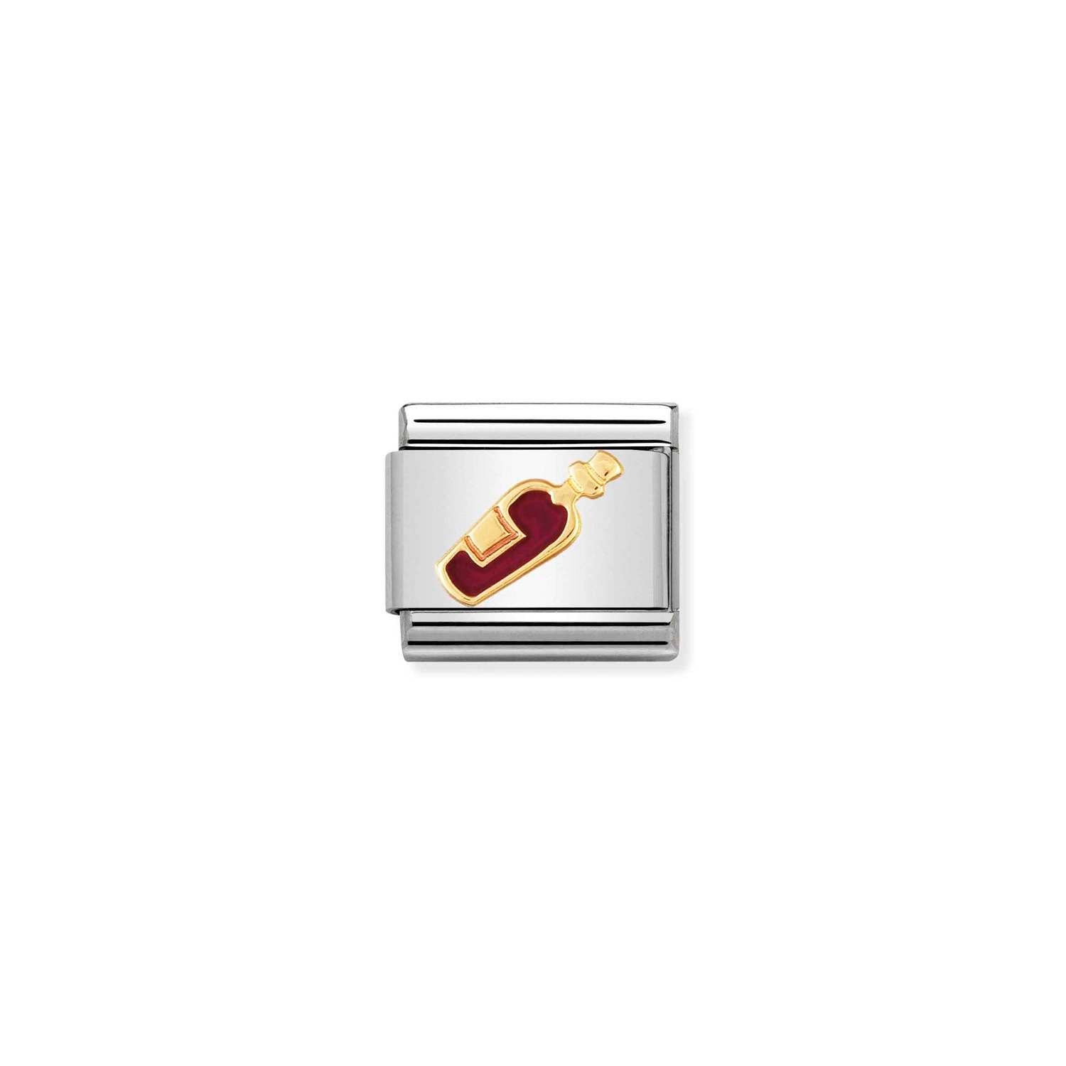Composable® Link, Charm, Red Wine In Enamel in hypoallergenic stainless steel, gold 18 kt and enamel | Nomination Italy
