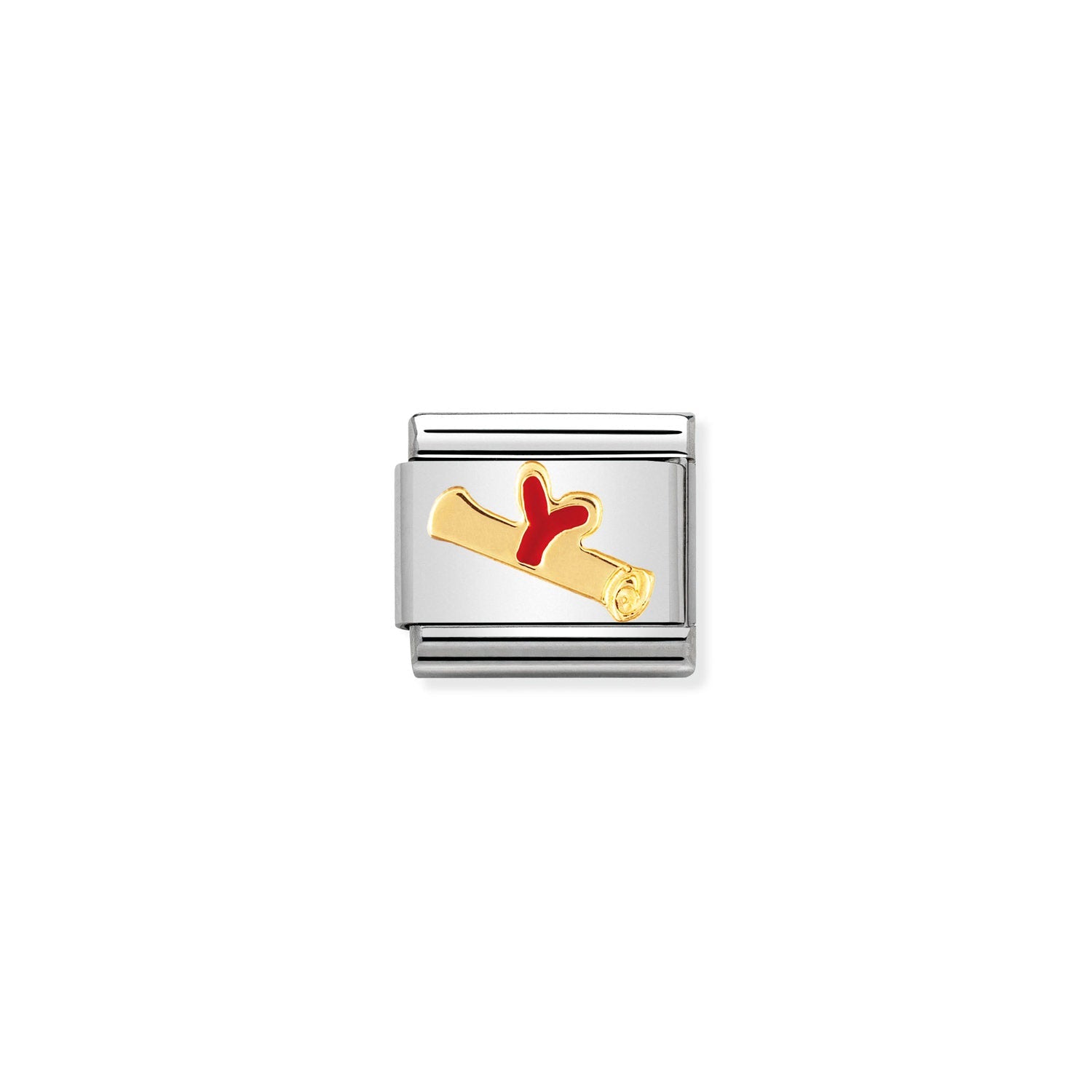 Composable® Link, Charm, Diploma In Bonded Yellow gold in hypoallergenic stainless steel, gold 18 kt and enamel | Nomination Italy