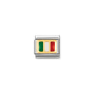 Composable® Link, Charm, Italy Flag in hypoallergenic stainless steel, gold 18 kt and enamel | Nomination Italy