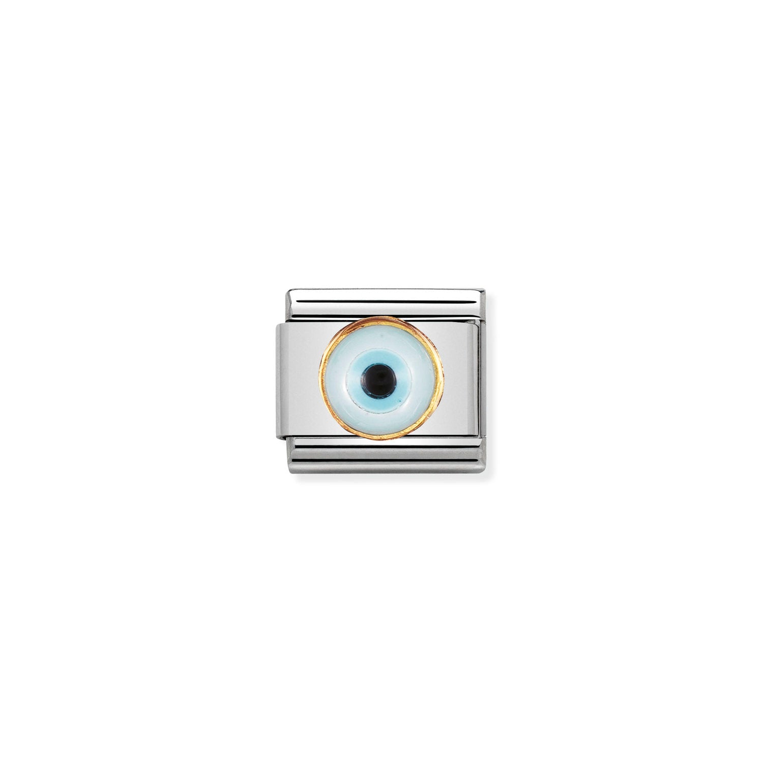 Composable® Link, Charm, In gold with Greek Eye in hypoallergenic stainless steel, gold 18 kt and natural stones | Nomination Italy