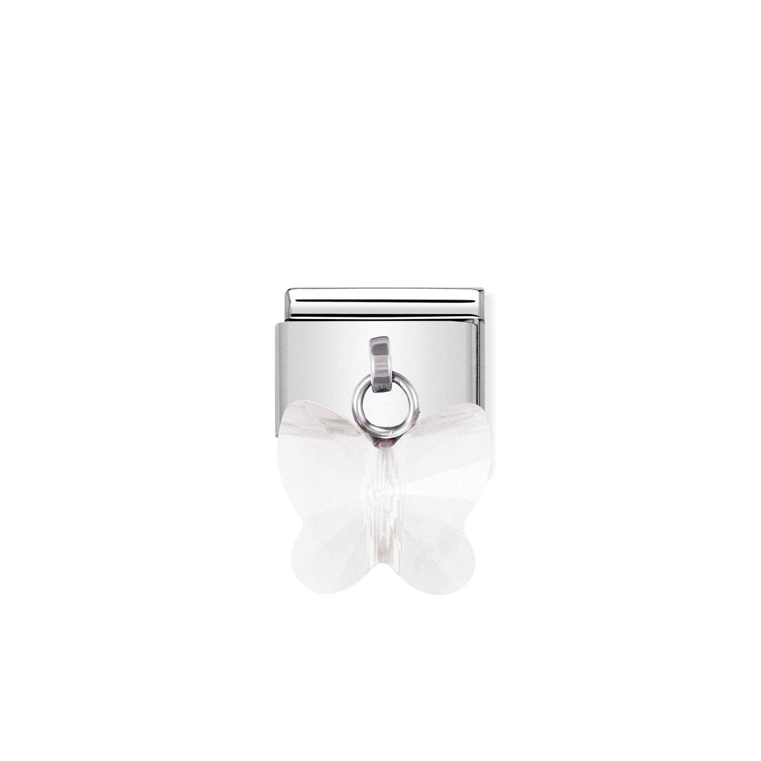Composable® Link, Charm, with White Butterfly Pendant in hypoallergenic stainless steel and crystals | Nomination Italy