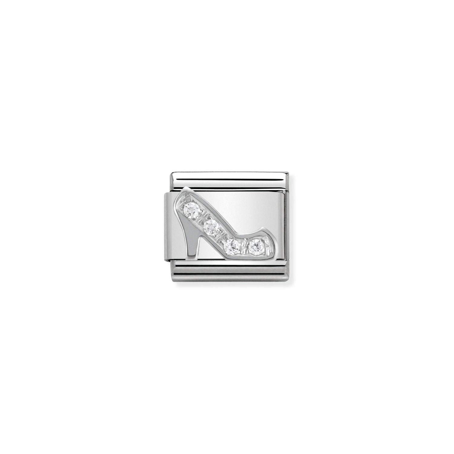 Composable® Link, Charm, Shoe In silver and Zirconia in hypoallergenic stainless steel, sterling silver .925 and cubic zirconia | Nomination Italy