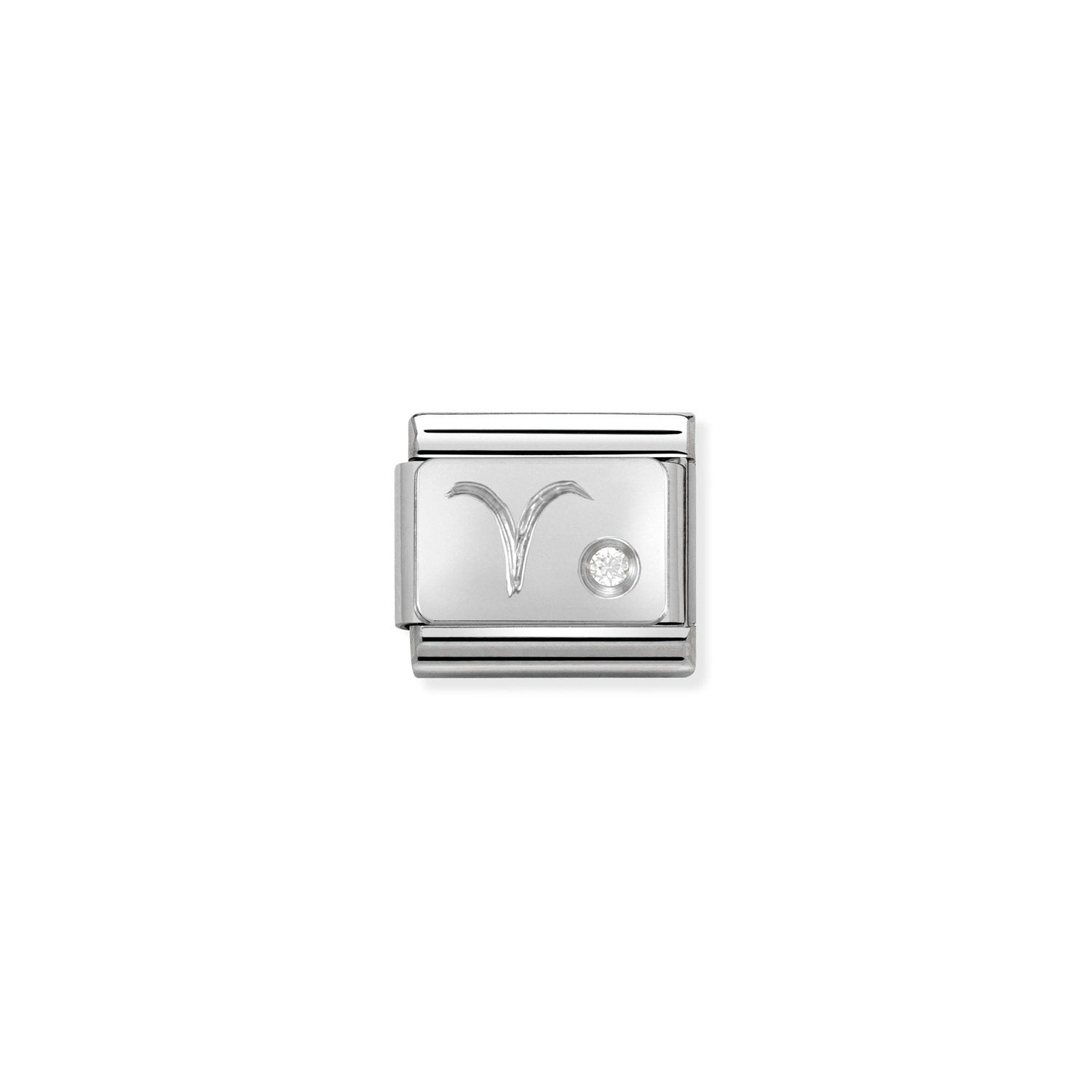 Composable® Link, Charm, In Aries silver and White Stone in hypoallergenic stainless steel, sterling silver .925 and cubic zirconia | Nomination Italy