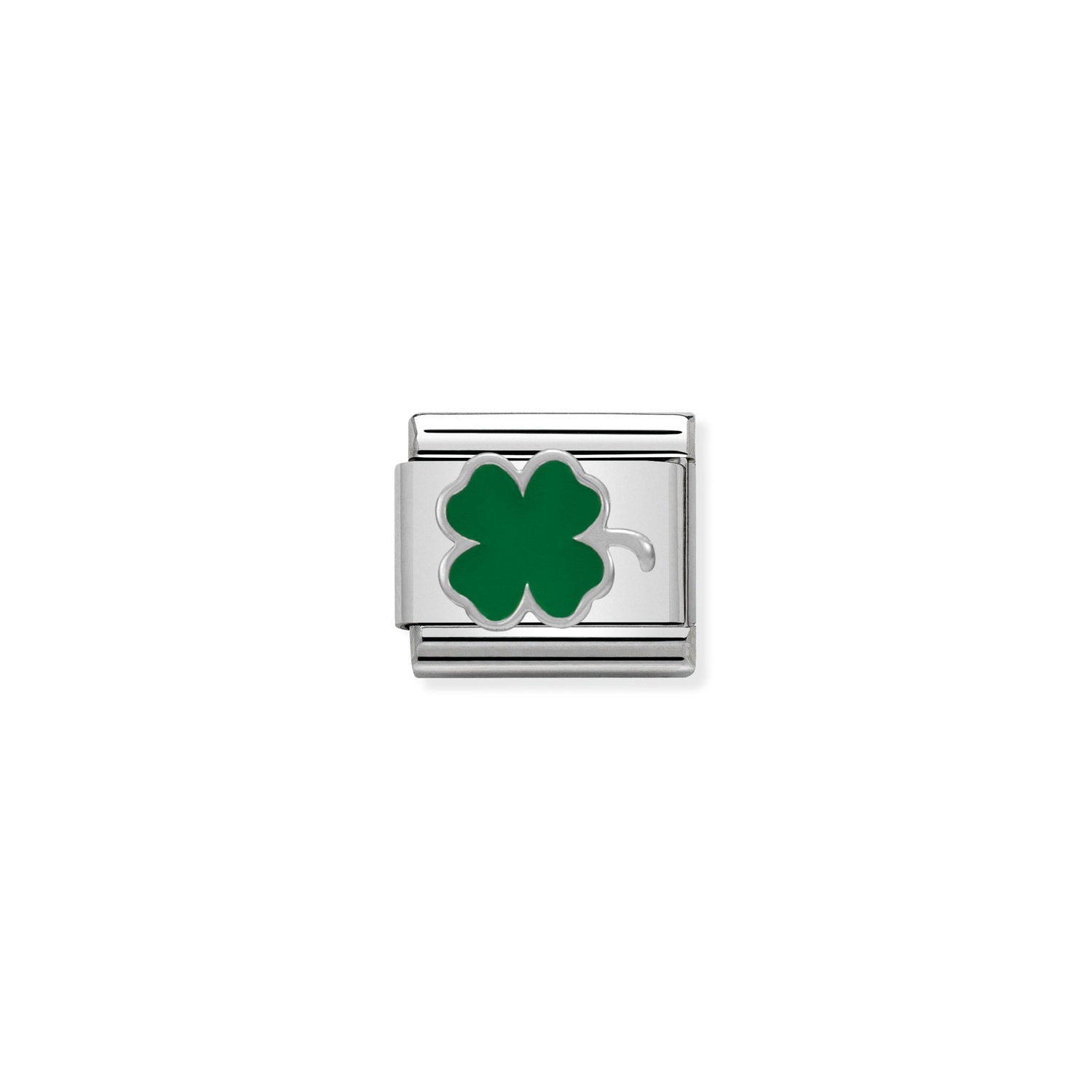 Composable® Link, Charm, Green Clover In silver and Enamel in hypoallergenic stainless steel, sterling silver .925 and enamel | Nomination Italy