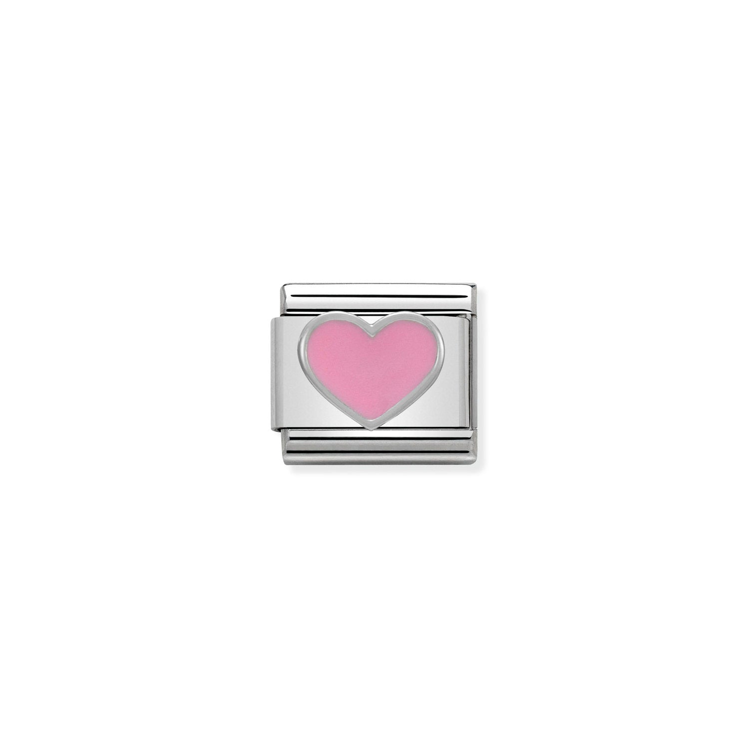Composable® Link, Charm, Pink Heart In silver and Enamel in hypoallergenic stainless steel, sterling silver .925 and enamel | Nomination Italy