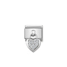 Charm, Composable® Link silver Pendant Heart in hypoallergenic stainless steel, sterling silver .925 and cubic zirconia | Nomination Italy