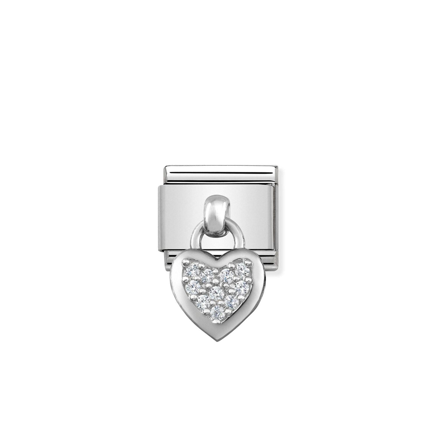 Charm, Composable® Link silver Pendant Heart in hypoallergenic stainless steel, sterling silver .925 and cubic zirconia | Nomination Italy