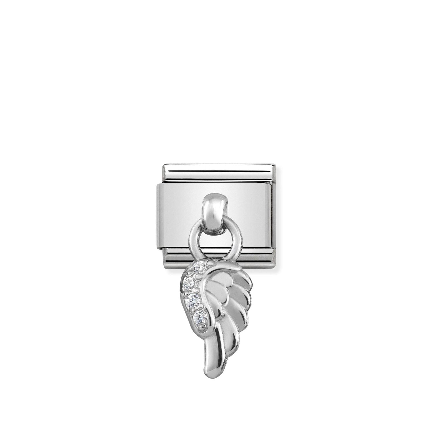 Composable® Link, Charm, silver Pendant Wing in hypoallergenic stainless steel, sterling silver .925 and cubic zirconia | Nomination Italy