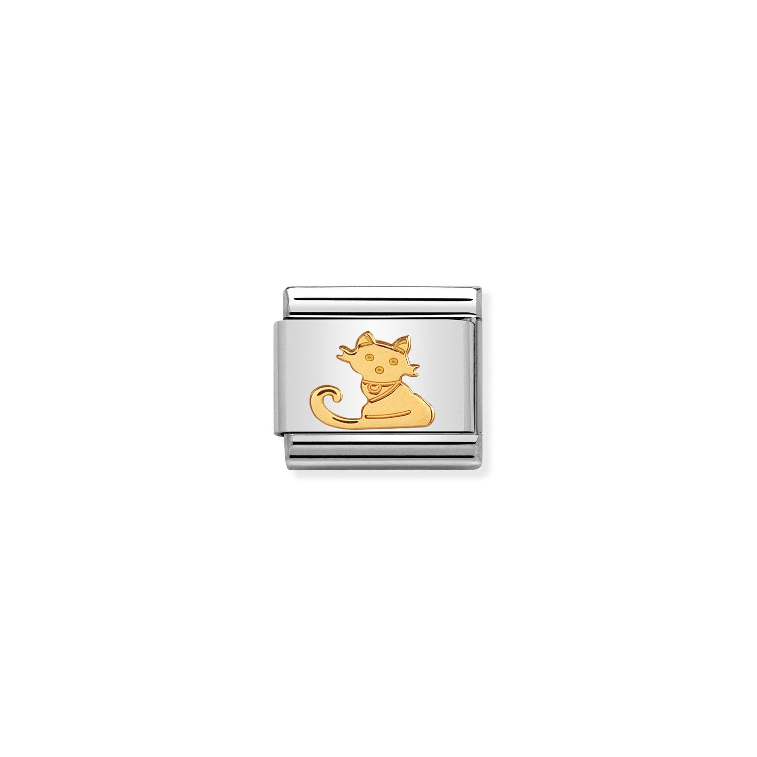 Composable® Link, Charm, with gold Sitting Cat in hypoallergenic stainless steel and gold 18 kt | Nomination Italy