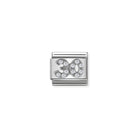 Composable® Link, Charm, Number 30 Link with White Stones in hypoallergenic stainless steel, sterling silver .925 and cubic zirconia | Nomination Italy