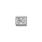 Composable® Link, Charm, Number 50 Link with White Stones in hypoallergenic stainless steel, sterling silver .925 and cubic zirconia | Nomination Italy