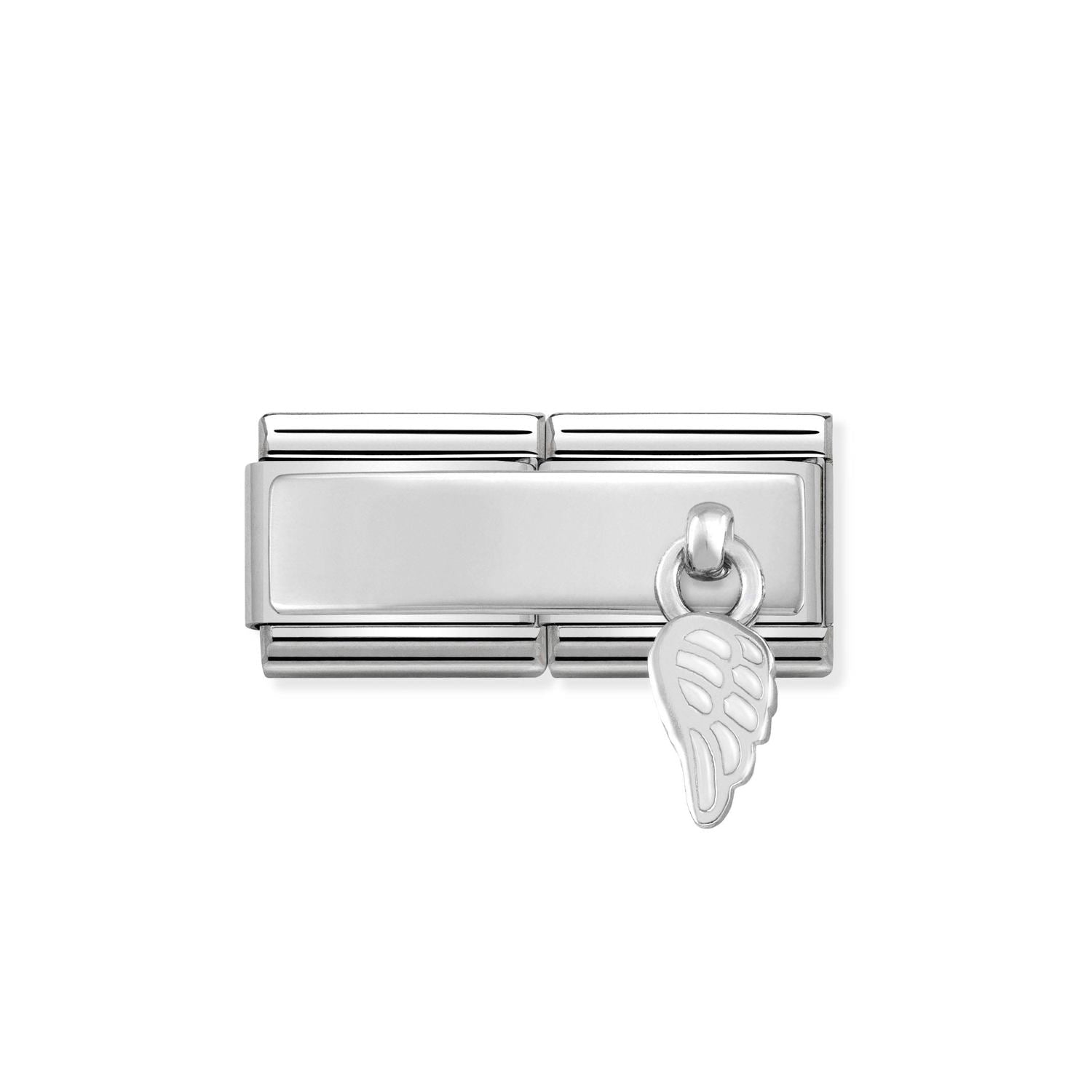 Composable® Double Link, Charm,, White Wing in hypoallergenic stainless steel, sterling silver .925 and enamel | Nomination Italy