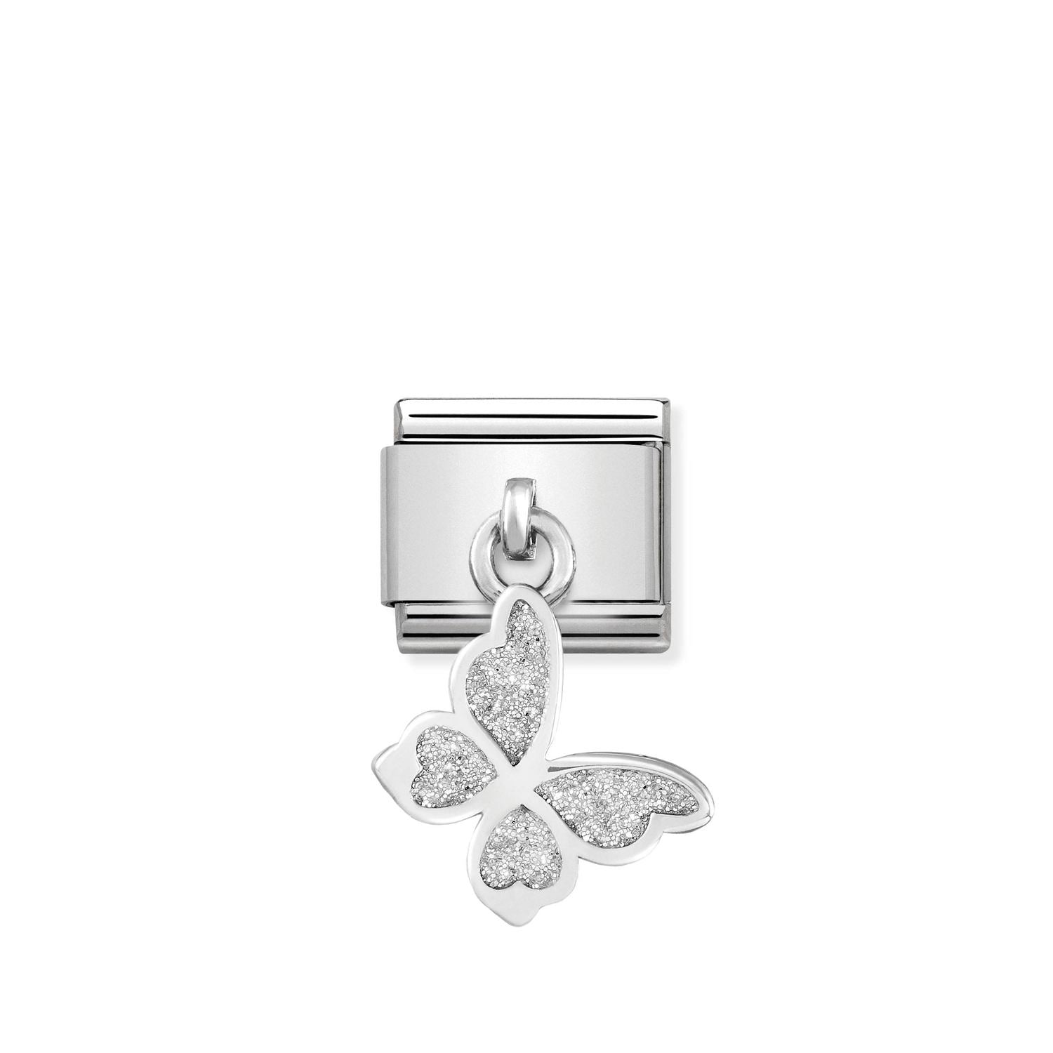Composable® Link, Charm, Butterfly Pendant with Glitter in hypoallergenic stainless steel, sterling silver .925 and cubic zirconia | Nomination Italy