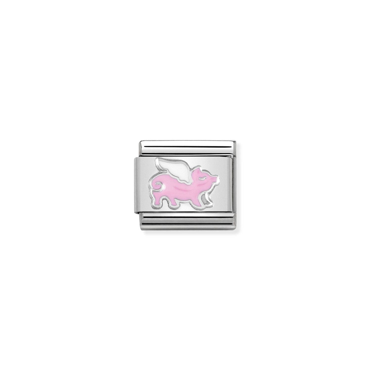 Composable® Link, Charm, Flying Pig in hypoallergenic stainless steel, sterling silver .925 and enamel | Nomination Italy