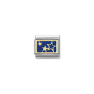Composable® Link, Charm, gold Stars Blue Plate in hypoallergenic stainless steel, gold 18 kt and enamel | Nomination Italy