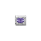 Composable® Link, Charm, Purple Oval Stone, silver in hypoallergenic stainless steel, sterling silver .925 and cubic zirconia | Nomination Italy