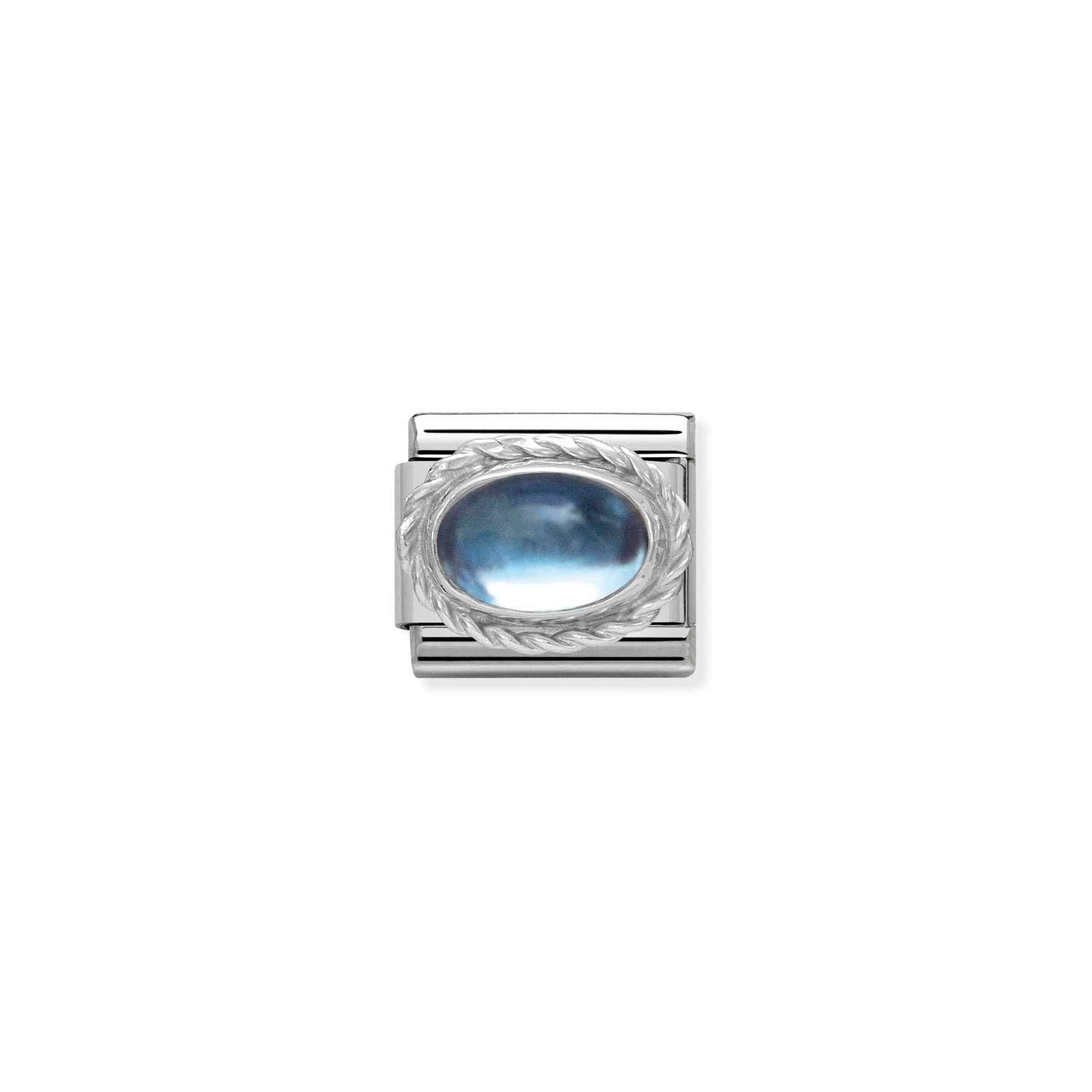Composable® Link, Charm, In silver with Blue Topaz in hypoallergenic stainless steel, sterling silver .925 and natural stones | Nomination Italy