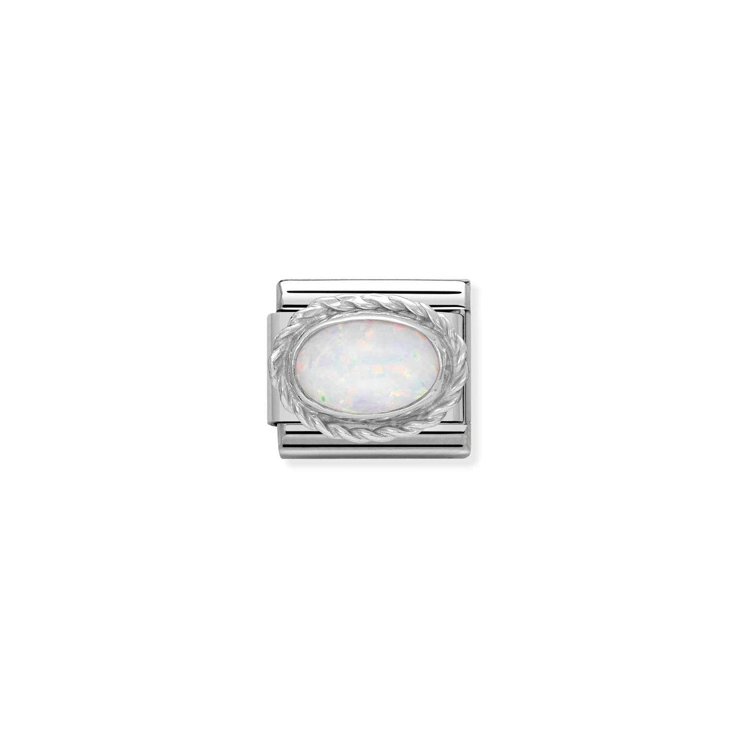 Composable® Link, Charm, Oval White Opal in hypoallergenic stainless steel, sterling silver .925 and natural stones | Nomination Italy