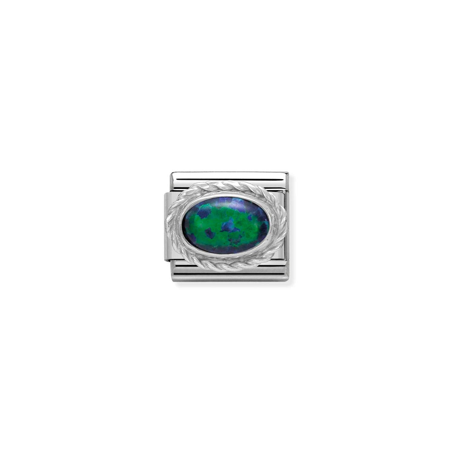 Composable® Link, Charm, In silver with Green Opal Stone in hypoallergenic stainless steel, sterling silver .925 and natural stones | Nomination Italy
