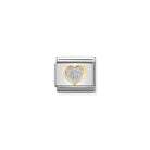 Composable® Link, Charm, Glitter Heart in hypoallergenic stainless steel, gold 18 kt and enamel | Nomination Italy